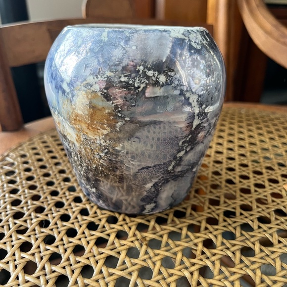 Arabia of Finland Vintage Glazed Blue Marbled Vase - Picture 3 of 8